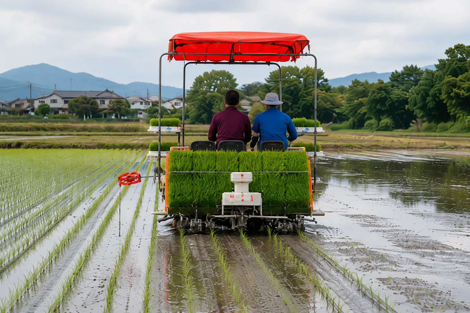 農業機械による収穫作業